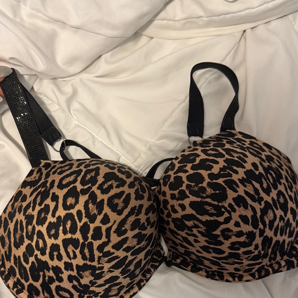 PINK Victoria's Secret Leopard Print Bra - Black and Tan